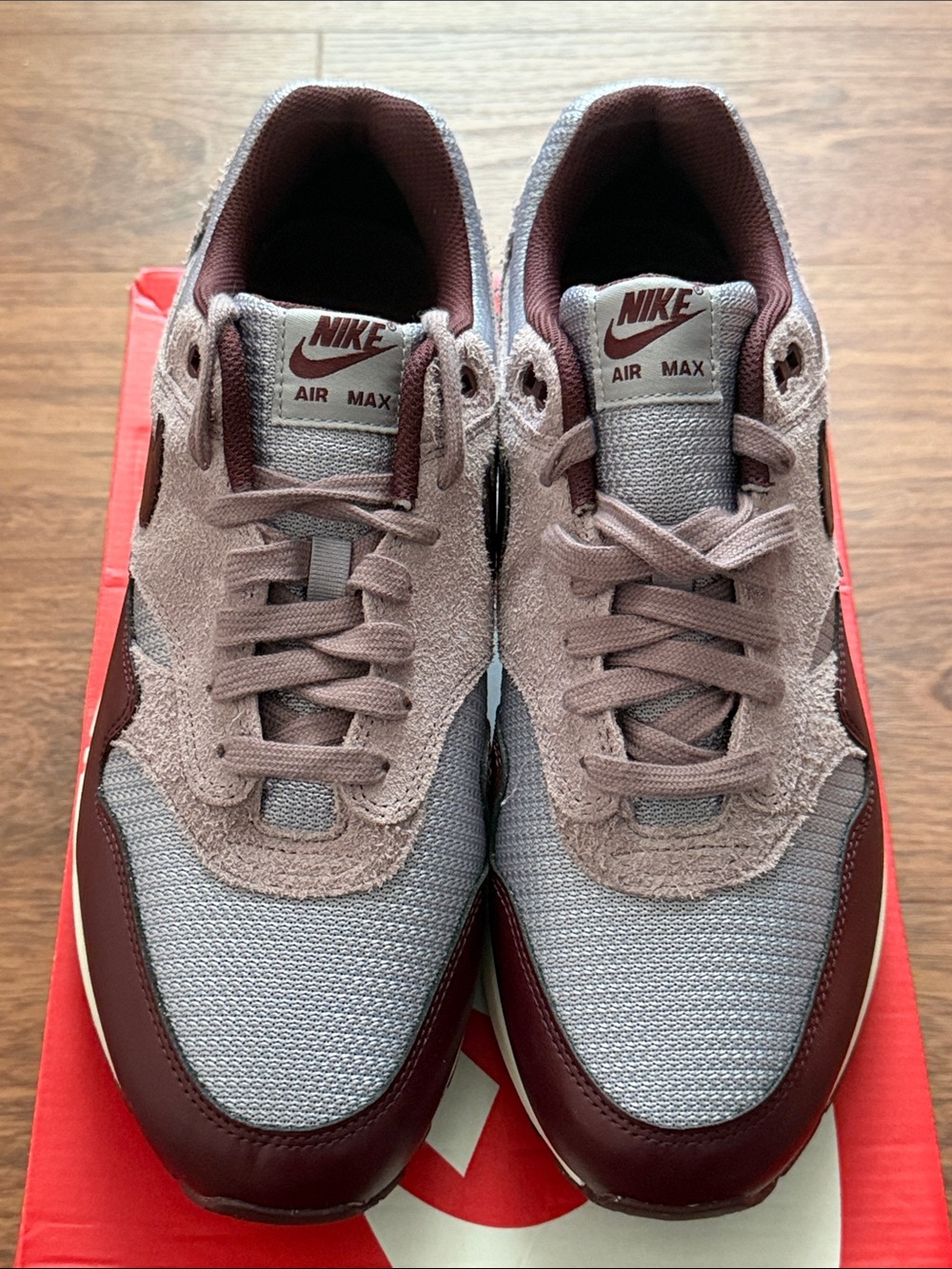 Brand New: Nike Air Max Sneakers - Gray & Burgundy